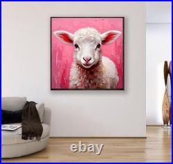ORIGINAL Oil PAINTING on Canvas Lamb Textured Artwork 12x12 in Custom Order