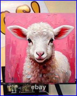 ORIGINAL Oil PAINTING on Canvas Lamb Textured Artwork 12x12 in Custom Order
