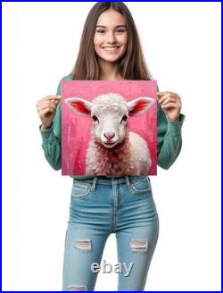 ORIGINAL Oil PAINTING on Canvas Lamb Textured Artwork 12x12 in Custom Order