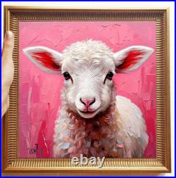 ORIGINAL Oil PAINTING on Canvas Lamb Textured Artwork 12x12 in Custom Order