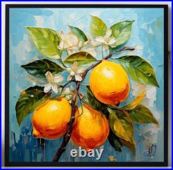 ORIGINAL Oil PAINTING on Canvas Lemon Textured Artwork 12x12 in Custom Order