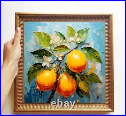 ORIGINAL Oil PAINTING on Canvas Lemon Textured Artwork 12x12 in Custom Order