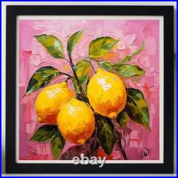ORIGINAL Oil PAINTING on Canvas Lemon Textured Artwork 12x12 in Custom Order