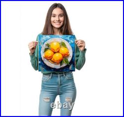 ORIGINAL Oil PAINTING on Canvas Lemon Textured Artwork 12x12 in Custom Order