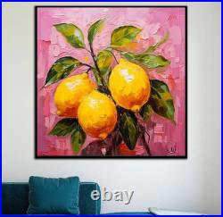 ORIGINAL Oil PAINTING on Canvas Lemon Textured Artwork 12x12 in Custom Order