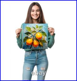 ORIGINAL Oil PAINTING on Canvas Lemon Textured Artwork 12x12 in Custom Order