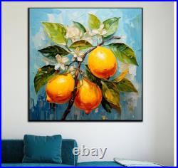 ORIGINAL Oil PAINTING on Canvas Lemon Textured Artwork 12x12 in Custom Order