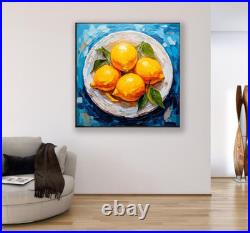 ORIGINAL Oil PAINTING on Canvas Lemon Textured Artwork 12x12 in Custom Order