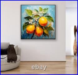 ORIGINAL Oil PAINTING on Canvas Lemon Textured Artwork 12x12 in Custom Order