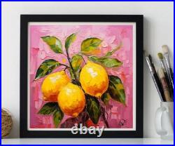 ORIGINAL Oil PAINTING on Canvas Lemon Textured Artwork 12x12 in Custom Order