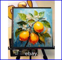 ORIGINAL Oil PAINTING on Canvas Lemon Textured Artwork 12x12 in Custom Order