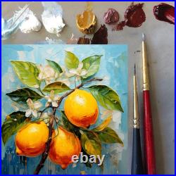 ORIGINAL Oil PAINTING on Canvas Lemon Textured Artwork 12x12 in Custom Order