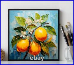 ORIGINAL Oil PAINTING on Canvas Lemon Textured Artwork 12x12 in Custom Order