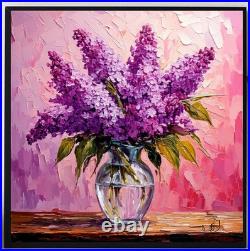 ORIGINAL Oil PAINTING on Canvas Lilac Textured Art 12x12 in Custom Order