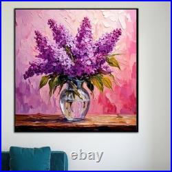 ORIGINAL Oil PAINTING on Canvas Lilac Textured Art 12x12 in Custom Order