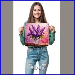 ORIGINAL Oil PAINTING on Canvas Lilac Textured Art 12x12 in Custom Order