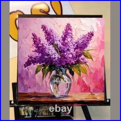 ORIGINAL Oil PAINTING on Canvas Lilac Textured Art 12x12 in Custom Order