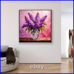 ORIGINAL Oil PAINTING on Canvas Lilac Textured Art 12x12 in Custom Order