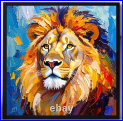 ORIGINAL Oil PAINTING on Canvas Lion Art 12x12 in Textured Artwork Custom Order