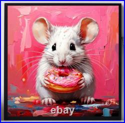 ORIGINAL Oil PAINTING on Canvas Mouse Textured Art 8x8 in Impasto Custom Order