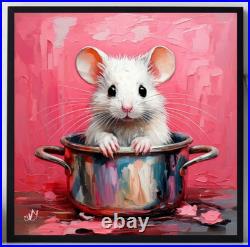 ORIGINAL Oil PAINTING on Canvas Mouse Textured Art 8x8 in Impasto Custom Order
