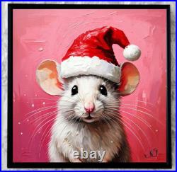 ORIGINAL Oil PAINTING on Canvas Mouse Textured Art 8x8 in Impasto Custom Order