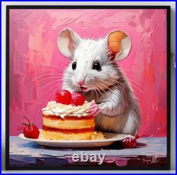 ORIGINAL Oil PAINTING on Canvas Mouse Textured Art 8x8 in Impasto Custom Order