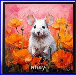 ORIGINAL Oil PAINTING on Canvas Mouse Textured Art 8x8 in Impasto Custom Order