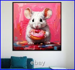 ORIGINAL Oil PAINTING on Canvas Mouse Textured Art 8x8 in Impasto Custom Order