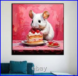 ORIGINAL Oil PAINTING on Canvas Mouse Textured Art 8x8 in Impasto Custom Order