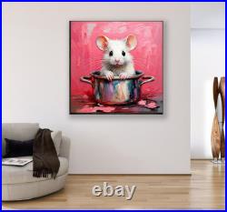 ORIGINAL Oil PAINTING on Canvas Mouse Textured Art 8x8 in Impasto Custom Order