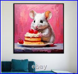 ORIGINAL Oil PAINTING on Canvas Mouse Textured Art 8x8 in Impasto Custom Order