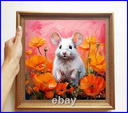 ORIGINAL Oil PAINTING on Canvas Mouse Textured Art 8x8 in Impasto Custom Order