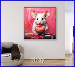 ORIGINAL Oil PAINTING on Canvas Mouse Textured Art 8x8 in Impasto Custom Order