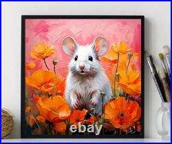ORIGINAL Oil PAINTING on Canvas Mouse Textured Art 8x8 in Impasto Custom Order