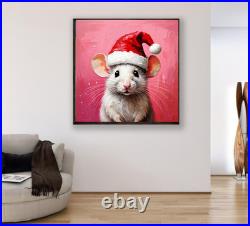 ORIGINAL Oil PAINTING on Canvas Mouse Textured Art 8x8 in Impasto Custom Order