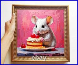 ORIGINAL Oil PAINTING on Canvas Mouse Textured Art 8x8 in Impasto Custom Order
