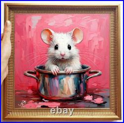ORIGINAL Oil PAINTING on Canvas Mouse Textured Art 8x8 in Impasto Custom Order
