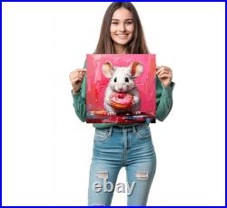 ORIGINAL Oil PAINTING on Canvas Mouse Textured Art 8x8 in Impasto Custom Order