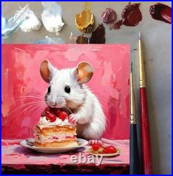 ORIGINAL Oil PAINTING on Canvas Mouse Textured Art 8x8 in Impasto Custom Order