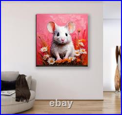 ORIGINAL Oil PAINTING on Canvas Mouse Textured Art 8x8 in Impasto Custom Order