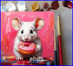 ORIGINAL Oil PAINTING on Canvas Mouse Textured Art 8x8 in Impasto Custom Order