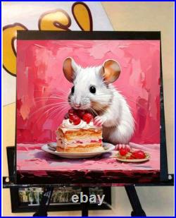 ORIGINAL Oil PAINTING on Canvas Mouse Textured Art 8x8 in Impasto Custom Order