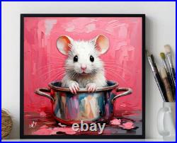 ORIGINAL Oil PAINTING on Canvas Mouse Textured Art 8x8 in Impasto Custom Order