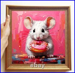 ORIGINAL Oil PAINTING on Canvas Mouse Textured Art 8x8 in Impasto Custom Order