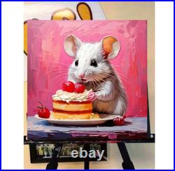 ORIGINAL Oil PAINTING on Canvas Mouse Textured Art 8x8 in Impasto Custom Order