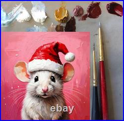 ORIGINAL Oil PAINTING on Canvas Mouse Textured Art 8x8 in Impasto Custom Order