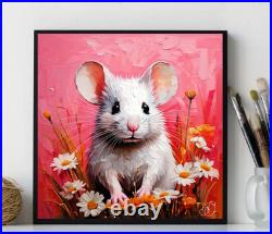 ORIGINAL Oil PAINTING on Canvas Mouse Textured Art 8x8 in Impasto Custom Order