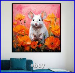 ORIGINAL Oil PAINTING on Canvas Mouse Textured Art 8x8 in Impasto Custom Order