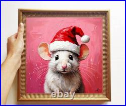 ORIGINAL Oil PAINTING on Canvas Mouse Textured Art 8x8 in Impasto Custom Order